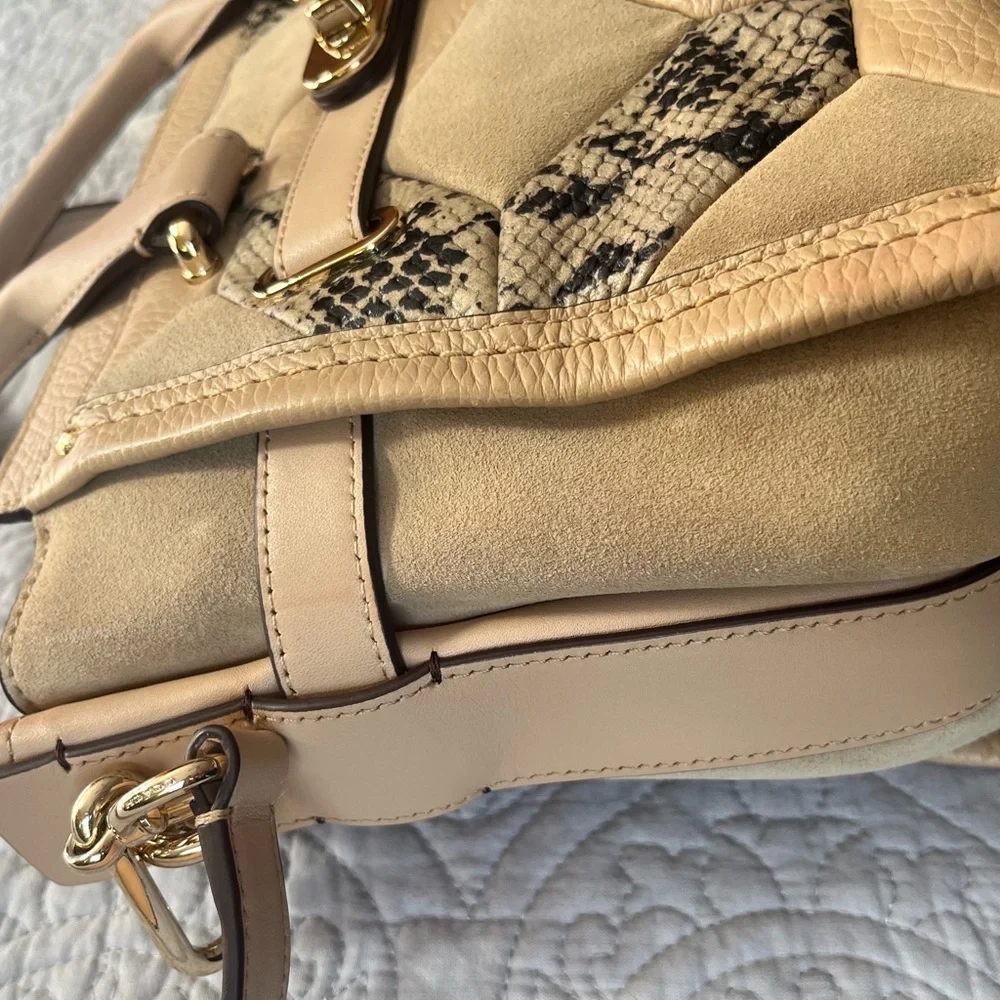 Coach Swagger Exotic Embossed Patchwork Leather/Suede Beechwood Satchel Bag- GUC - Picture 10 of 16